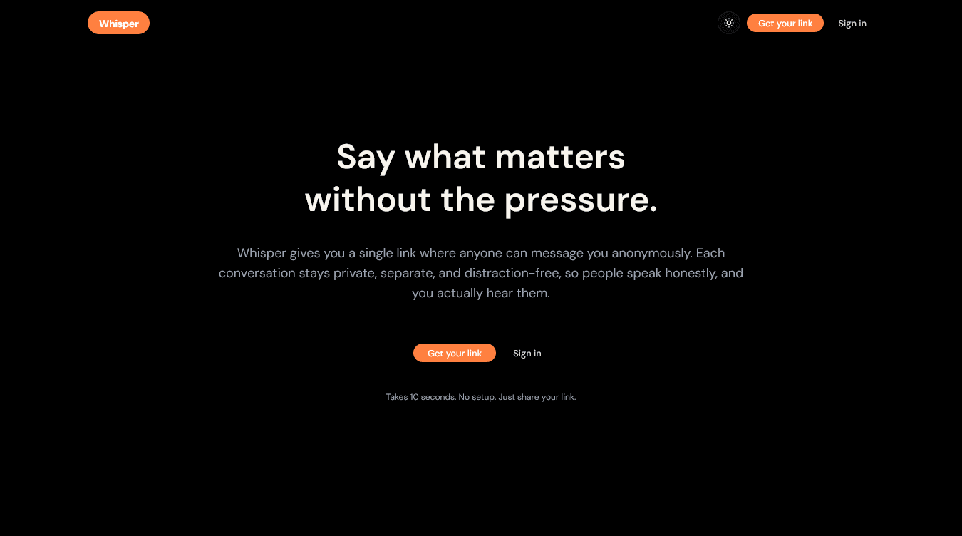 WhisperLink – Anonymous Messaging